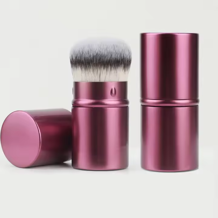 Cepillo De Maquillaje Retráctil Kabuki Multifuncional Portátil Para Viajes Para Líquidos Crema Y Polvo Flawless De Nylon Sin Alergias - 1