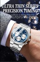 Reloj De Cuarzo Para Hombre BINBOND 203 Moda Tres Ojos Seis Agujas Impermeable Luminoso Calendaría Acero Inoxidable Resistente Al Choque - details 0