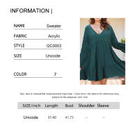Blusa Vestido De Mujer Con Manga Flounce Ruffle V-Neck Color Sólido Casual Suave Polyester Verano 2025 Nuevo A-Line - details 0