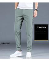 Pantalones Casuales Para Hombre Verano 2024 Estilo Coreano Elásticos Rectos Ajustados Cómodos Trajes Negocios Verde Militar - details 3