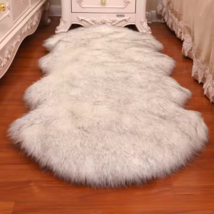 Alfombra De Cuero Genuino Suave Y Blanca Imitación De Lana Para Dormitorio Sala De Estar Tapete De Cama Alfombrilla De Sofá Cojín Carpets Rojos - 1
