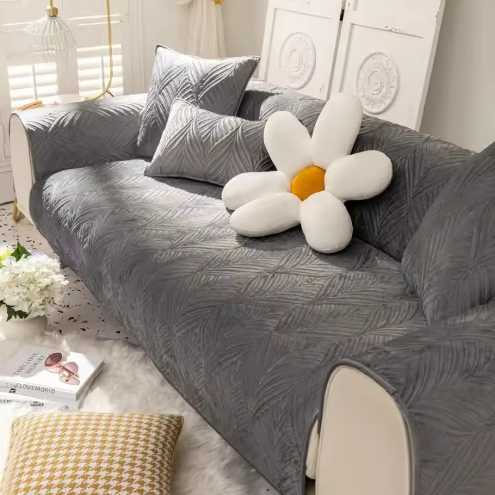 Funda De Sofá Reclinable Antideslizante Protector De Muebles Grueso Y Suave Funda De Sofá De Terciopelo Para Ángulo De Sofá Con Bolsillos Y Cremalleras - 1