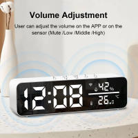 Reloj De Espejo WiFi Tuya Con Sensor De Temperatura Y Humedad Alarma USB Para Decoración De Sala De Estar Pantalla LED Tiempo Y Fecha - details 8