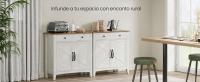 VASAGLE Aparador, Armario de Almacenaje con Cajón, Armario de Cocina con Puertas y Estante Regulable en Altura, Estilo de Campo, para Salón, Comedor, Blanco Rústico y Marrón Miel - details 0