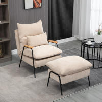 HOMCOM Sillón Relax con Reposapiés Sillón Reclinable con Respaldo Ajustable Tapizado en Pana Marco de Acero y Cojines para Salón Dormitorio 68x91,5x88 cm - details 1
