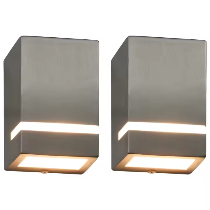 vidaXL Lámparas de pared de exterior 2 uds 35 W plateado semicircular - 1