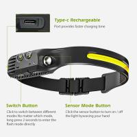 Linterna Frontal LED COB Sensor Recargable Por USB Luz Blanca Impermeable Para Camping Pesca Y Actividades Al Aire Libre - details 10