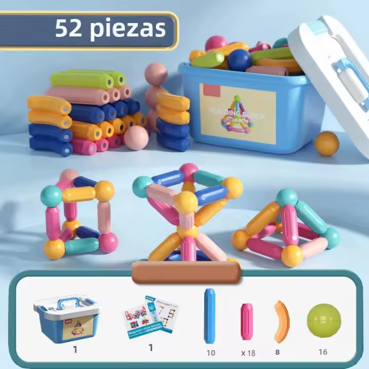 Bloques De Construcción Magnéticos Para Niños Juguetes Educativos Montessori Para Preescolar Set De Construcción Magnético Regalo Para Niños De 4 a 12 Años - 1