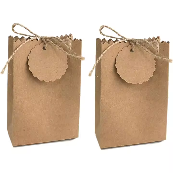50 cajas de dulces de papel Kraft, cajas de regalos, bolsas de regalo para fiestas DIY con etiquetas - 1