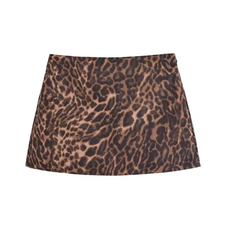 Cool Girl Y2K Leopard Print Velvet Mini Skirt For Women Vintage High Waist Side Zipper A-line Skirts faldas  mujer - 1