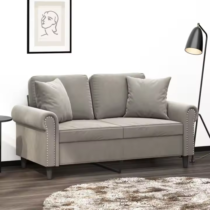 vidaXL Cojines decorativos 2 uds terciopelo gris claro 40x40 cm - 1