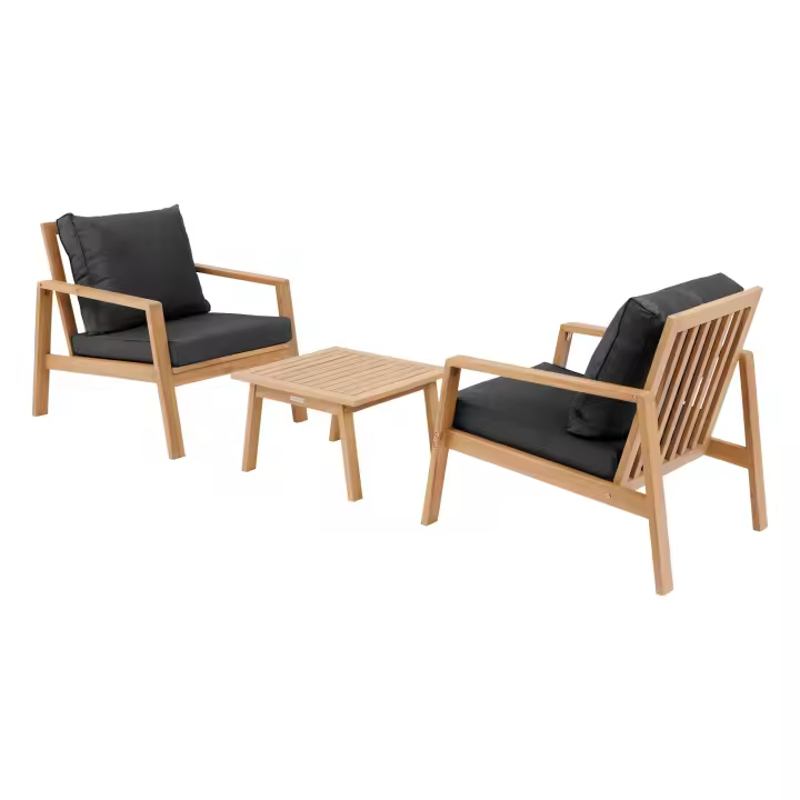 Conjunto de Muebles Tiwi Exterior Jardín Terraza 3 Piezas Estilo Contemporáneo Color Acacia y Carbone - 1