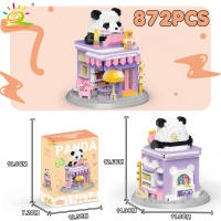 Mini Bloques De Construcción HUIQIBAO Moc Panda Vistas De La Ciudad Modelo De Café Para Decoración De Hogar Y Regalo Para Adultos - details 4