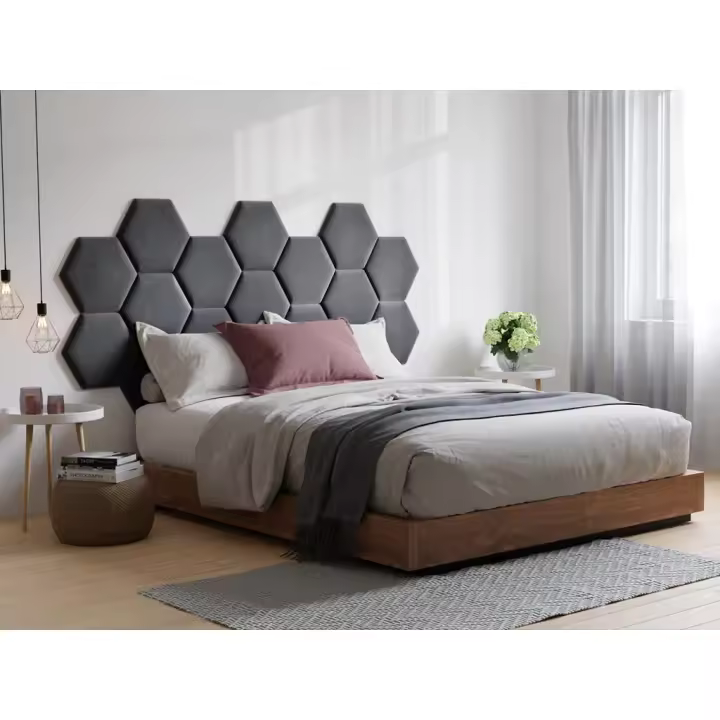 Vente-unique - Cabecero de cama HOPE de Pascal Morabito - 224 cm - Terciopelo - Gris - de Pascal Morabito - 1