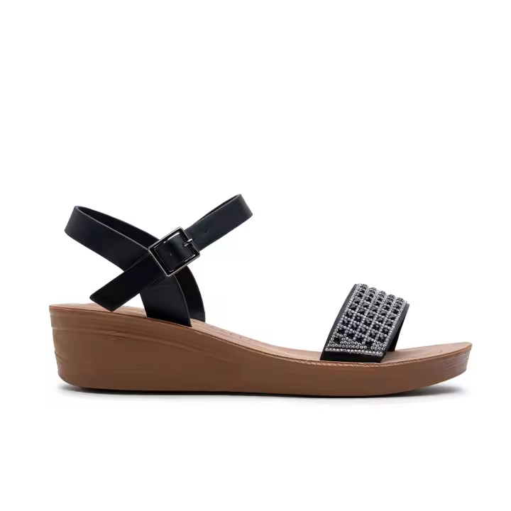 Sandalias de Cuña con Diamantes, con Detalles Brillantes y Hebilla, Verano Para Mujer, Zapatos de Playa y Vacaciones - 1
