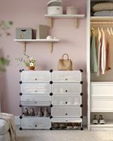 Organizador de zapatos modular, color blanco o negro, zapatero elegante con 10 estantes ajustables, apilable, con puerta - details 1