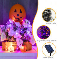Luces De Halloween LED Solares Para Jardín 1000LED 100M Lámpara Solar Para Decoración De Árbol De Navidad Luz Morada Naranja - details 3