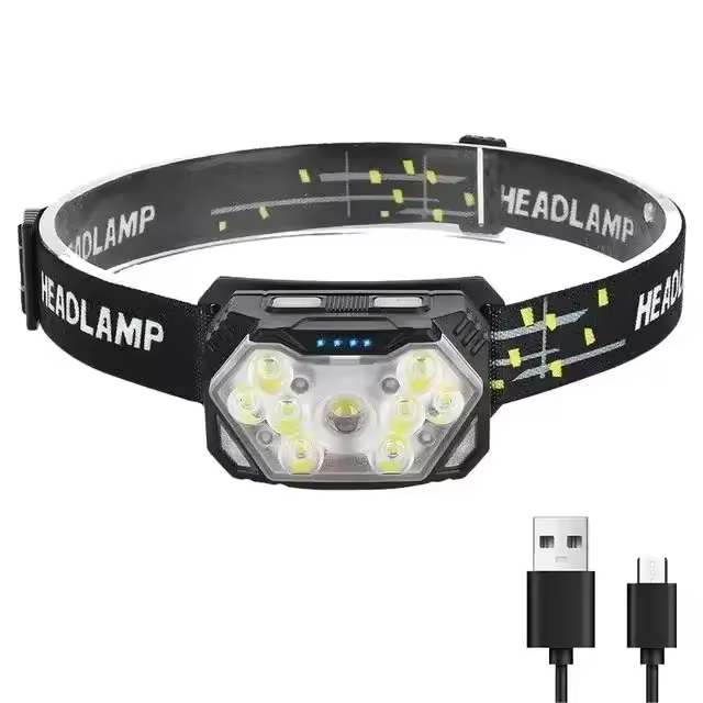 Lámpara Frontal LED Recargable USB Con Sensor De Movimiento 9 Lámparas De Ojo De Pez Resistente Al Agua Para Pesca Y Camping - 1