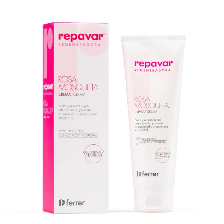 Repavar Crema Hidratante Corporal con Rosa Mosqueta, Colágeno y Vitamina E - Repara, Nutre y Previene la Sequedad de la Piel, Atenúa Marcas Cutáneas y Proporciona Elasticidad - 125 ml - 1