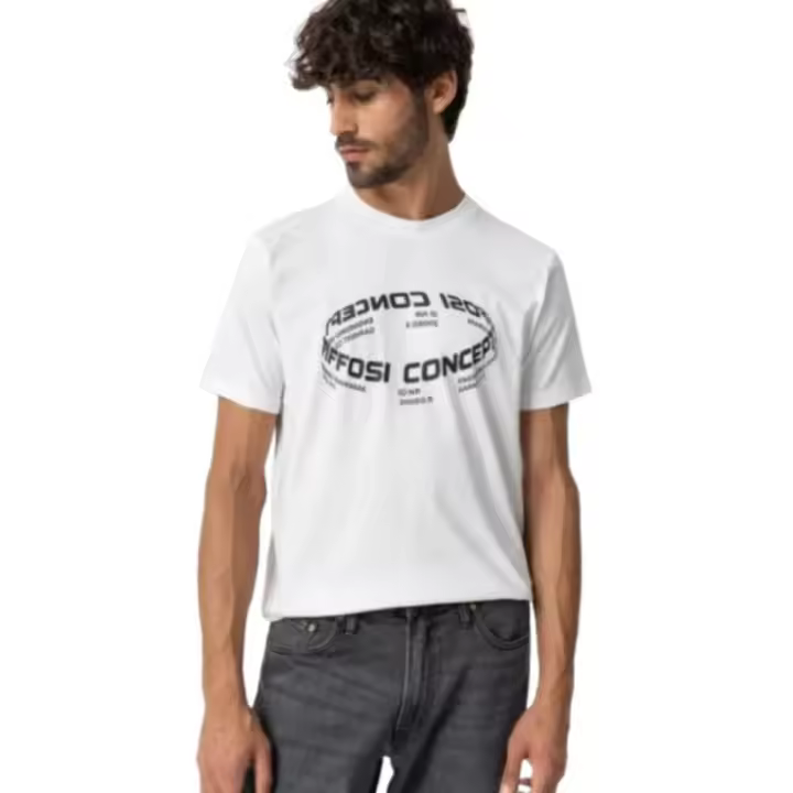 Tiffosi - Camiseta de Manga Corta para Hombre - Blanco - Print Central - 1