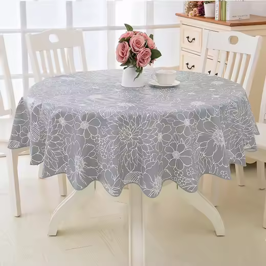 Mantel De PVC Impermeable Redondo Para Fiesta Boda Y Hogar Cubierta De Mesa Moderna Estilo Floral Diametro 152cm 180cm 200cm 220cm - 1