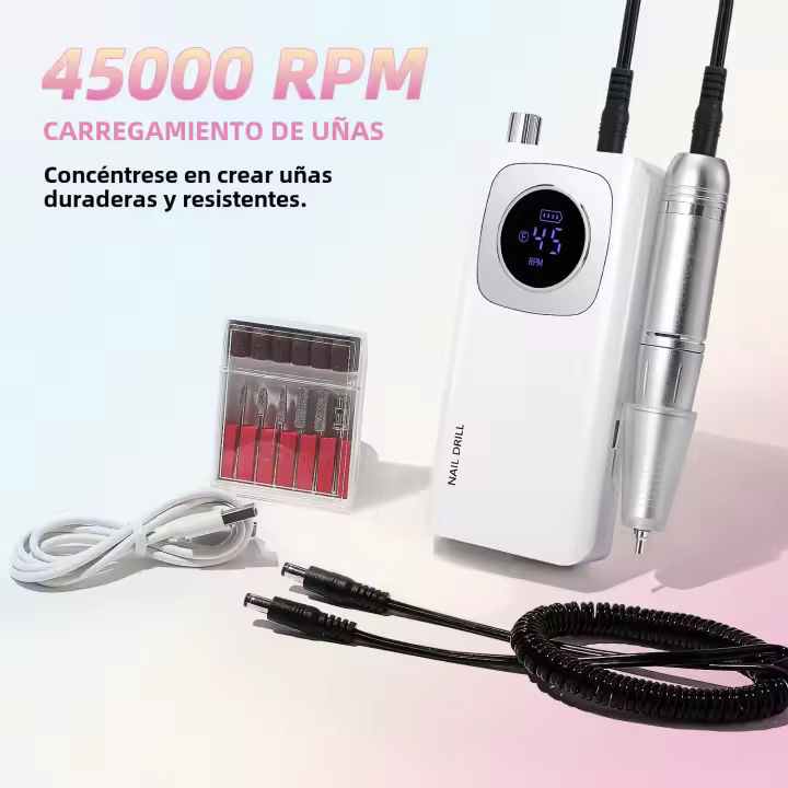 Máquina De Uñas Eléctrica Recargable 45000RPM Profesional Con Pantalla LCD Para Pintura De Uñas Y Pulido Accesorios De Uñas - 1