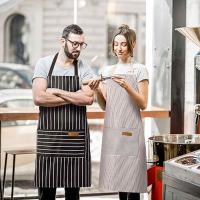 Delantal de cocina con babero ajustable, delantal de chef suave con bolsillos dobles para hombres y mujeres - details 5