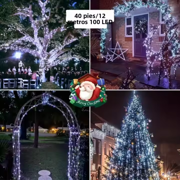 Luz De Cadena Solar De 300LED Con 8 Modos De Iluminación Impermeable Para Árbol Jardín Patio Alambre De Cobre Luz De Hadas - 1