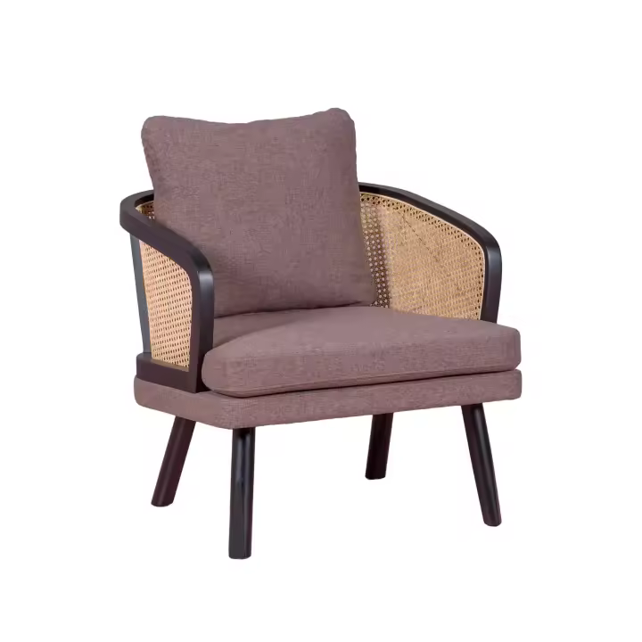 Nest Dream - Sillón retro vintage en ratán natural y cojín de algodón - Leeds - 1