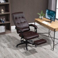 Vinsetto Silla de Oficina Ergonómica Silla de Escritorio Giratoria con Altura Ajustable Función de Inclinación Reposabrazos y Reposapiés Piel Sintética 65x65x118-125 cm - details 1