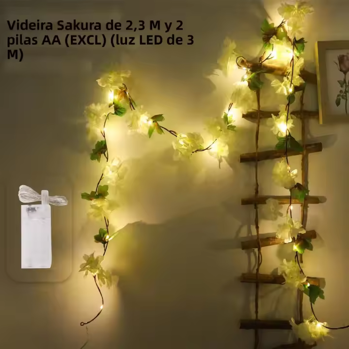 Guirnalda De LED Con Cerezo En Broche 230cm Flores Artificiales Para Decoración De Bodas Fiestas Hogar Arcos De Jardín - 1