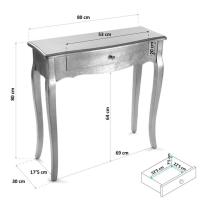 Versa Cagliari Mueble Recibidor Estrecho para la Entrada o el Pasillo, Mesa Consola, con 1 cajón, Medidas (Al x L x An) 80 x 30 x 80 cm, Madera, Color Plateado - details 3