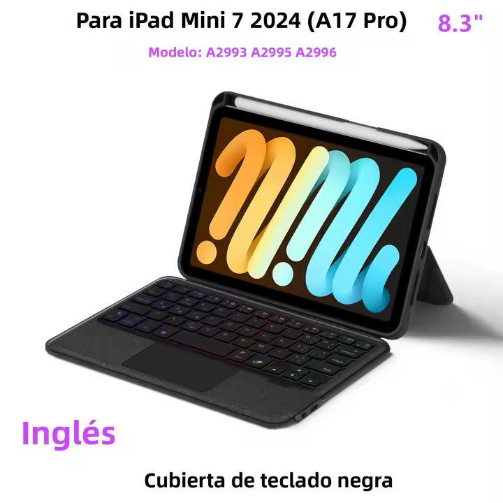 Teclado Retroiluminado HUWEI Magic Para iPad Mini 7 Funda Para iPad Mini 2024 A17 pro 8.3 Pulgadas Soporte Cubierta Inteligente Con Trackpad - 1