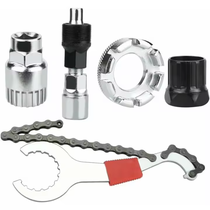 Herramienta de reparación de bicicletas Herramienta de desmontaje de bicicletas Herramienta multifuncional de extracción de casetes de bicicleta con látigo de cadena de 5-11 compartimentos, Ex Set - 1