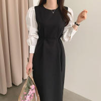 Vestido Wrap Vintage REALEFT Para Mujer Con Cinturón Manga Larga Cuello Redondo Adecuado Para Oficina Estilo Elegante Talla Regular Longitud De Pierna - details 18