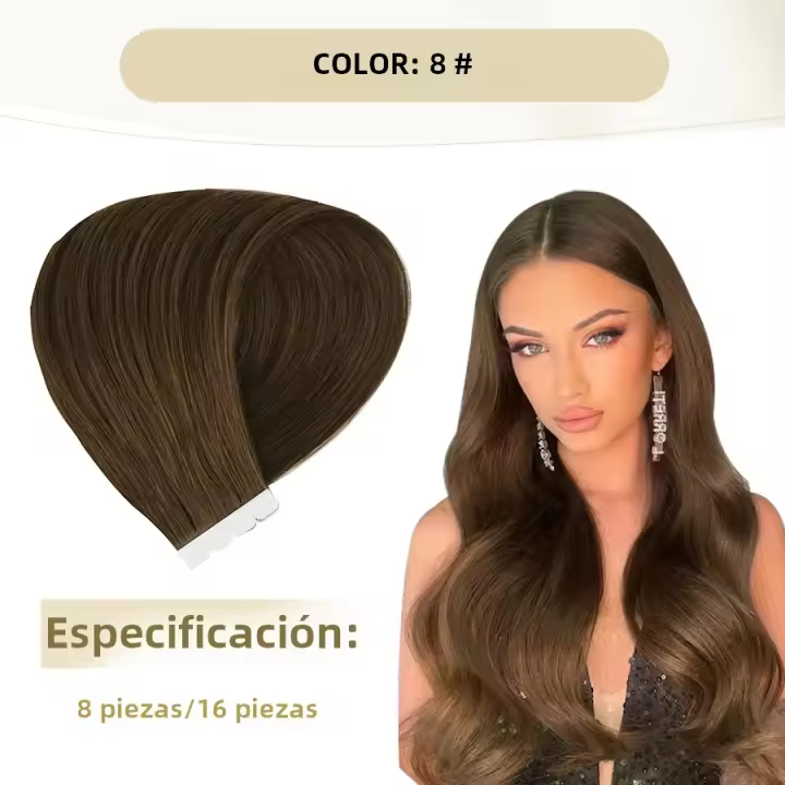 Extensiones De Cabello Con Cinta ZURIA 100% Natural Brasileño No Remy Cabello Recto Sin Costuras Tipo De Piel Tiras De Cabello - 1