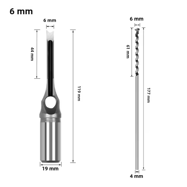 Broca De Agujero Cuadrado De Acero HSS Para Carpintería Herramienta De Taladro Extensa Chispa Para Trabajos De Madera 6-25mm - 1