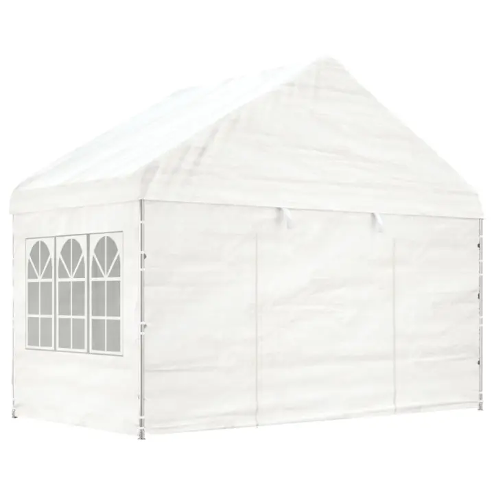 vidaXL Cenador con Techo Carpa para Jardín Polietileno Blanco Dimensiones 4.08 x 2.23 x 3.22 m, 4.46 x 4.08 x 3.22 m, 6.69 x 4.08 x 3.22 m - 1