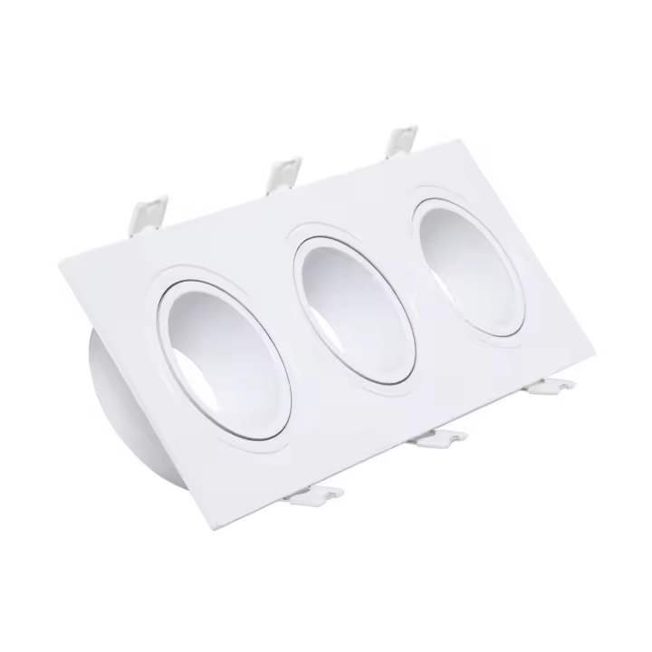 Ledkia Aro Downlight Cuadrado Basculante para 3 Bombillas LED GU10 / GU5.3 Corte 235x75 mm Blanco - 1
