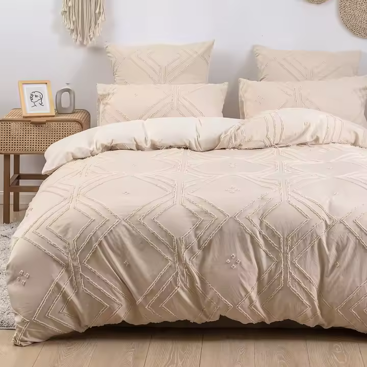 Funda De Edredón Tejida 3pcs 100% Microfibra Cama Ropa De Cama Conjunto Suave Para Todas Las Estaciones Amigable Con La Piel - 1