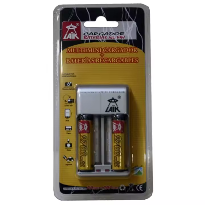 Cargador  Laik  LK-52 + 2 Baterias AA 3000 mah - 1