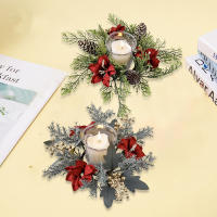 Corona De Bayas Artificiales Con Vela 25cm Decoración De Mesa Para Bodas Y Navidad Arreglo Floral Falso Para Centros De Mesa Y Fiesta - details 5