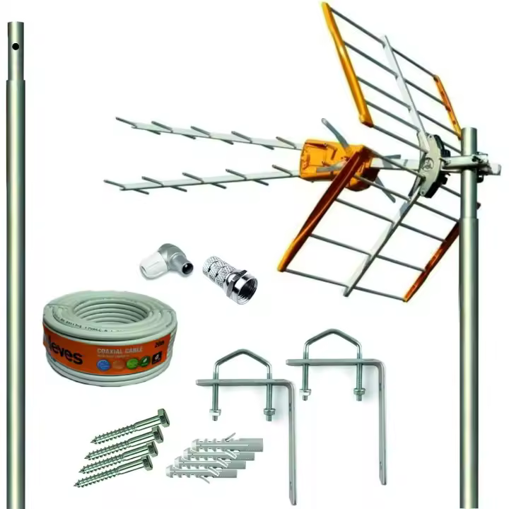 Kit Antena 5G + Mastil 1.2m + Garras + Conexiones + 20m Cable - 1