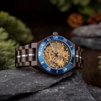 Reloj mecánico automático LB RELOJES para hombre, diseño esqueleto madera arce 3ATM - details 2
