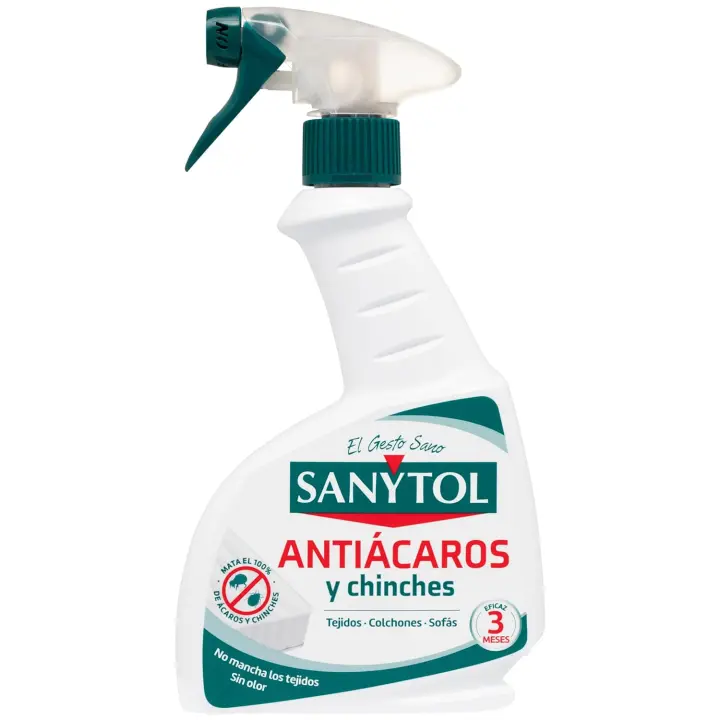 Antiácaros Spray 300 Ml - Elimina Ácaros y Chinches - Ideal para Colchón, Sofás, Alfombras- Sanytol - 1