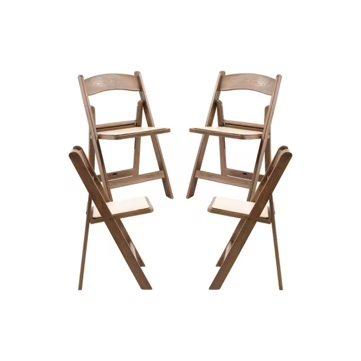 Pack 4 Sillas Gala Plegable con Cojín efecto Madera - Roble Claro - 1