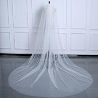 Velo De Novia Blanca Imitación De Oso Pardo 3 Metros Catedral Un Capa Largo Borde Corte Mujer Vestido De Novia 2024 - details 0