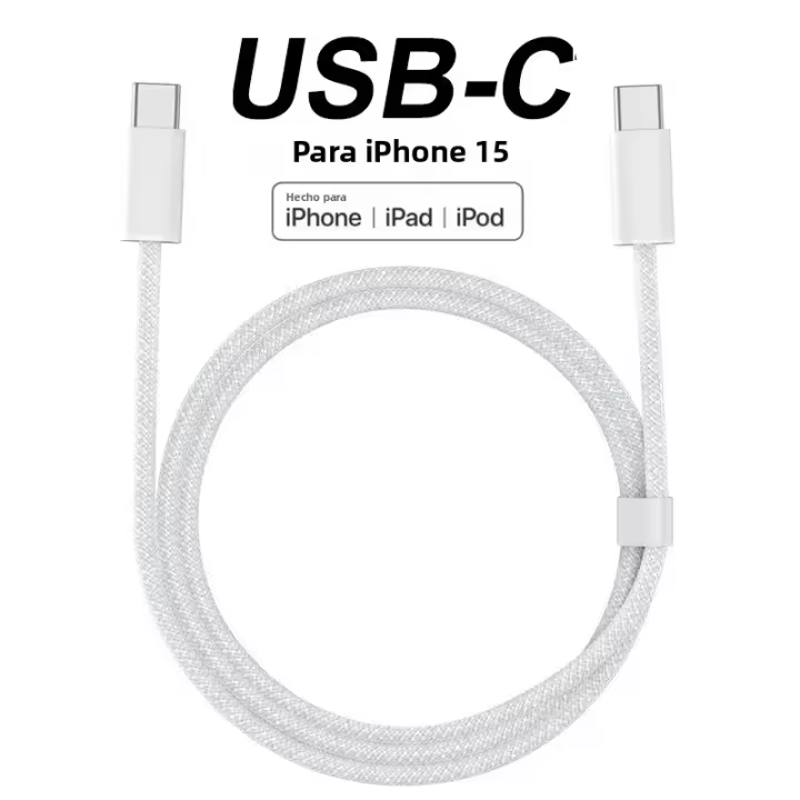 Cargador Rápido PD 60W 6A Cable USB C Tipo C De 2m Para Apple iPhone 15 pro Macbook Huawei Samsung Xiaomi Cable De Datos - 1