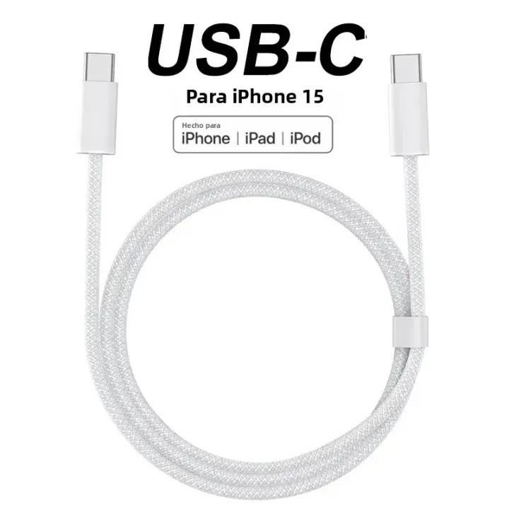 Cargador Rápido PD 60W 6A Cable USB C Tipo C De 2m Para Apple iPhone 15 pro Macbook Huawei Samsung Xiaomi Cable De Datos - 1