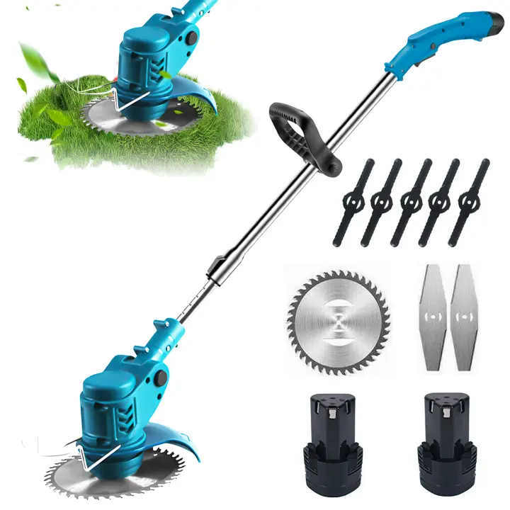 18000RPM Cortacésped eléctrico de mano, herramienta eléctrica de alta potencia, bajo ruido, ajustable, 90-120cm de longitud, nuevo Cortadora de césped eléctrica, Con 2 enchufes de batería de la UE - 1